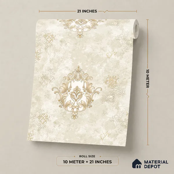 38-555-38 | 10 Meter x 21 Inches Damask Look Wallpaper - 57.41 Sq. Ft.