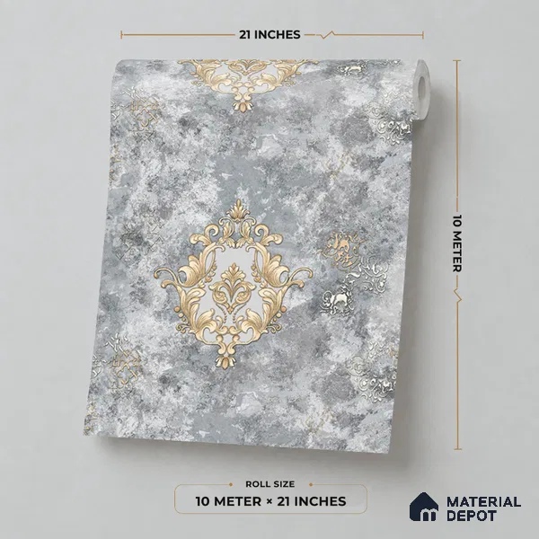 41-555-41 | 10 Meter x 21 Inches Damask Look Wallpaper - 57.41 Sq. Ft.