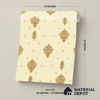 46-555-46 | 10 Meter x 21 Inches Damask Look Wallpaper - 57.41 Sq. Ft.