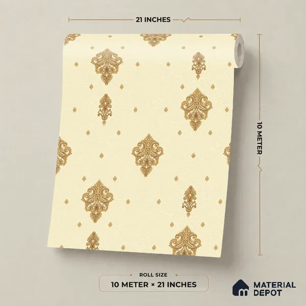 46-555-46 | 10 Meter x 21 Inches Damask Look Wallpaper - 57.41 Sq. Ft.