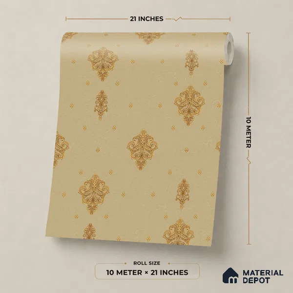 47-555-47 | 10 Meter x 21 Inches Damask Look Wallpaper - 57.41 Sq. Ft.