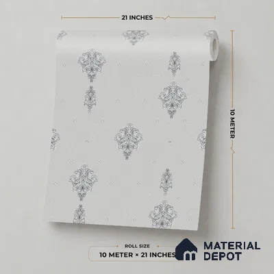 48-555-48 | 10 Meter x 21 Inches Damask Look Wallpaper - 57.41 Sq. Ft.