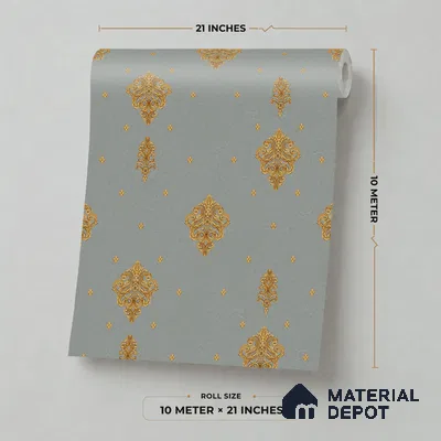 49-555-49 | 10 Meter x 21 Inches Damask Look Wallpaper - 57.41 Sq. Ft.