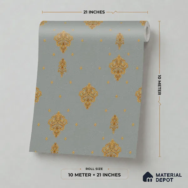 49-555-49 | 10 Meter x 21 Inches Damask Look Wallpaper - 57.41 Sq. Ft.