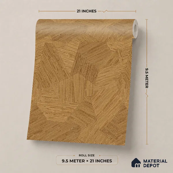 7510-1 | Rust Brown Fractured Plank Wood Patterned Wallpaper - 9.5 Meter x 21 Inch, 55 Sq. Ft.