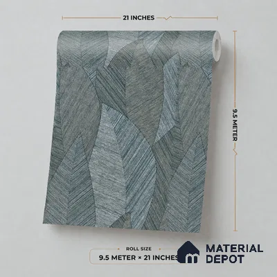 7512-1 | Blue Woven Leaf Floral Wallpaper - 9.5 Meter x 21 Inch, 55 Sq. Ft.