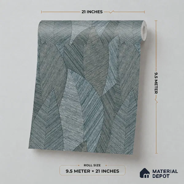 7512-1 | Blue Woven Leaf Floral Wallpaper - 9.5 Meter x 21 Inch, 55 Sq. Ft.