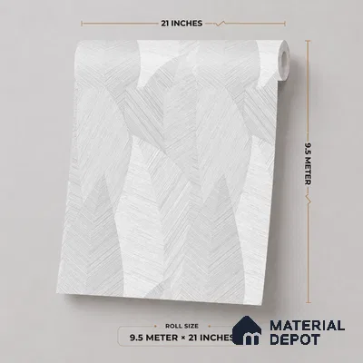 7512-2 | Grey Woven Leaf Floral Wallpaper - 9.5 Meter x 21 Inch, 55 Sq. Ft.