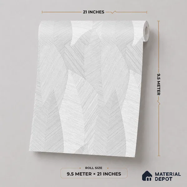 7512-2 | Grey Woven Leaf Floral Wallpaper - 9.5 Meter x 21 Inch, 55 Sq. Ft.