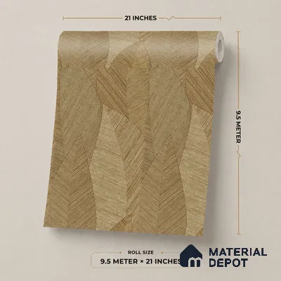 7512-4 | Golden Tan Woven Leaf Floral Wallpaper - 9.5 Meter x 21 Inch, 55 Sq. Ft.
