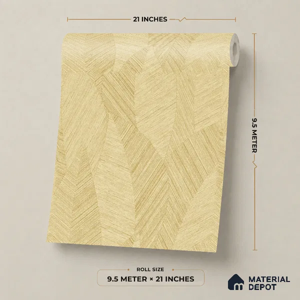 7512-5 | Yellow Woven Leaf Floral Wallpaper - 9.5 Meter x 21 Inch, 55 Sq. Ft.