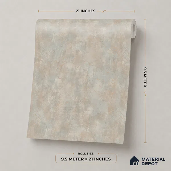 7516-2 | Grey & Beige Cloud Plaster Concrete Patterned Wallpaper - 9.5 Meter x 21 Inch, 55 Sq. Ft.