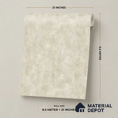 7516-3 | Cream Herringbone Plank Wood Patterned Wallpaper - 9.5 Meter x 21 Inch, 55 Sq. Ft.