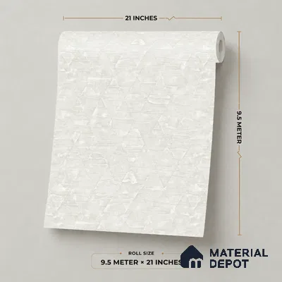 7519-1 | White Triangle Facet Patterned Wallpaper - 9.5 Meter x 21 Inch, 55 Sq. Ft.