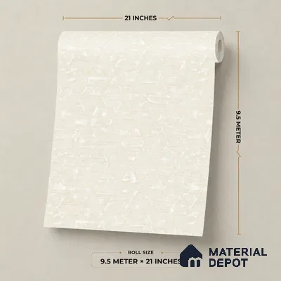 7519-2 | Cream Triangle Facet Patterned Wallpaper - 9.5 Meter x 21 Inch, 55 Sq. Ft.