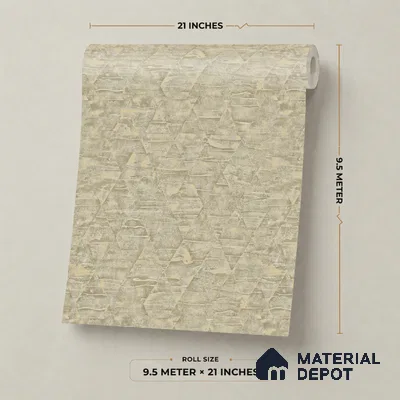 7519-3 | Warm Taupe Triangle Facet Patterned Wallpaper - 9.5 Meter x 21 Inch, 55 Sq. Ft.