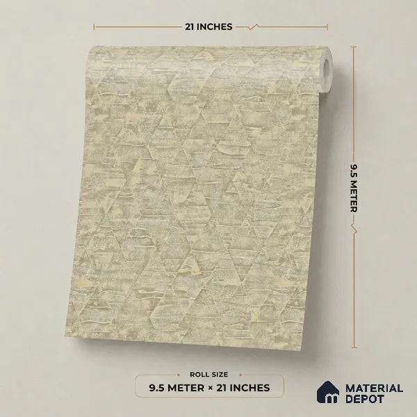 7519-3 | Warm Taupe Triangle Facet Patterned Wallpaper - 9.5 Meter x 21 Inch, 55 Sq. Ft.