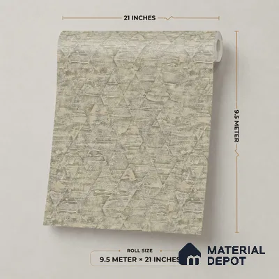 7519-6 | Olive Beige Triangle Facet Patterned Wallpaper - 9.5 Meter x 21 Inch, 55 Sq. Ft.