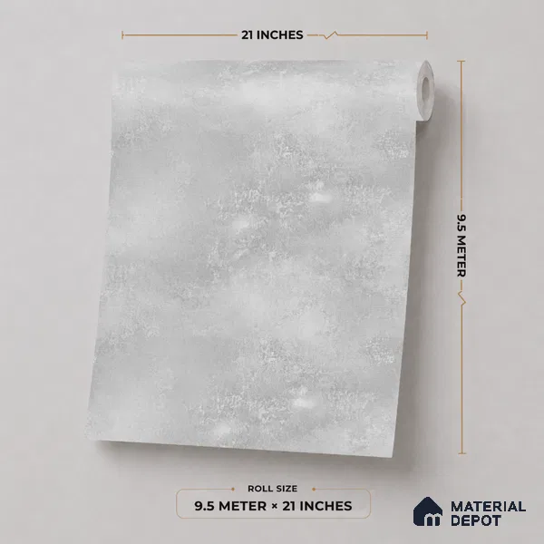 7521-4 | Silver Grey Cloud Concrete Patterned Wallpaper - 9.5 Meter x 21 Inch, 55 Sq. Ft.