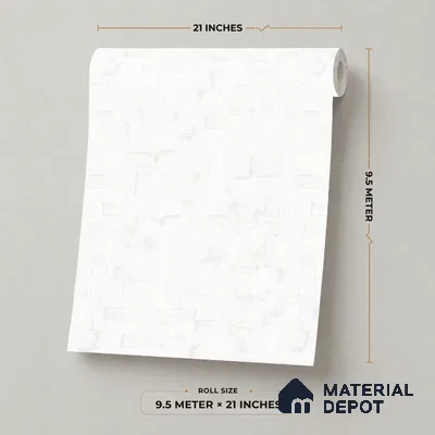 7522-4 | Snow White Faint Brick Texture Patterned Wallpaper - 9.5 Meter x 21 Inch, 55 Sq. Ft.