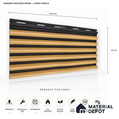 Honey Maple 10 ft x 0.85 ft (3060x260 mm) Prism Dual Tone Design Interior & Exterior Wall & Ceiling Panel - 21 mm | Suitable for Balcony, Facade & Open Area | Width is Subjected to 5% Variation