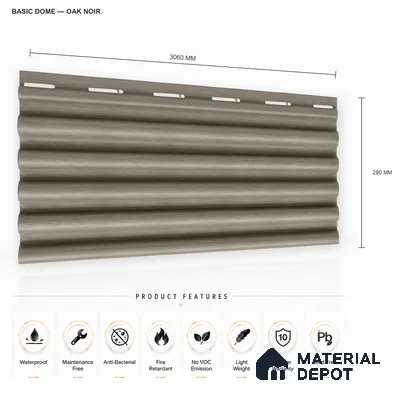 Oak Noir 10 ft x 0.7 ft (3060x215 mm) Dome Design Interior & Exterior Wall & Ceiling Panel - 20 mm | Suitable for Balcony, Facade & Open Area | Width is Subjected to 5% Variation