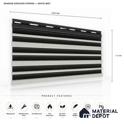 White Mist 10 ft x 0.89 ft (3060x270 mm) Stripes Dual Tone Design Interior & Exterior Wall & Ceiling Panel - 20 mm | Suitable for Balcony, Facade & Open Area | Width is Subjected to 5% Variation