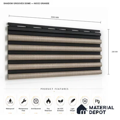 Noce Grande 10 ft x 0.7 ft (3060x215 mm) Dome Dual Black Design Interior & Exterior Wall & Ceiling Panel - 20 mm | Suitable for Balcony, Facade & Open Area | Width is Subjected to 5% Variation