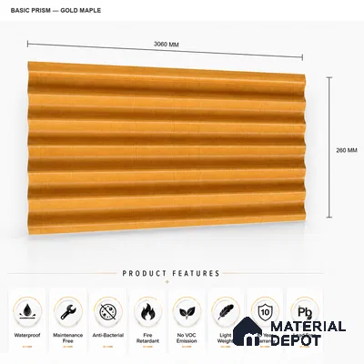 Gold Maple 10 ft x 0.85 ft (3060x260 mm) Prism Design Interior & Exterior Wall & Ceiling Panel - 21 mm | Suitable for Balcony, Facade & Open Area | Width is Subjected to 5% Variation