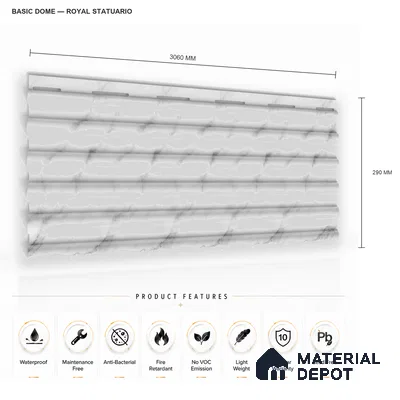 Royal Statuario 10 ft x 0.7 ft (3060x215 mm) Dome Design Interior & Exterior Wall & Ceiling Panel - 20 mm | Suitable for Balcony, Facade & Open Area | Width is Subjected to 5% Variation