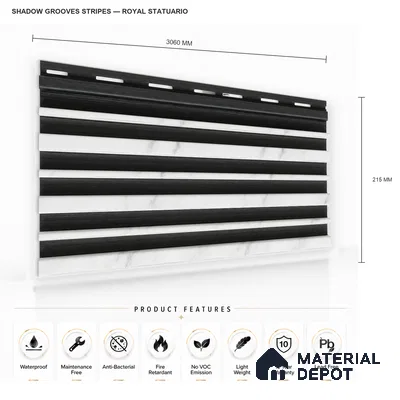 Royal Statuario 10 ft x 0.89 ft (3060x270 mm) Stripes Dual Tone Design Interior & Exterior Wall & Ceiling Panel - 20 mm | Suitable for Balcony, Facade & Open Area | Width is Subjected to 5% Variation