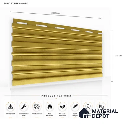 Oro 10 ft x 0.89 ft (3060x270 mm) Stripes Design Interior & Exterior Wall & Ceiling Panel - 20 mm | Suitable for Balcony, Facade & Open Area | Width is Subjected to 5% Variation