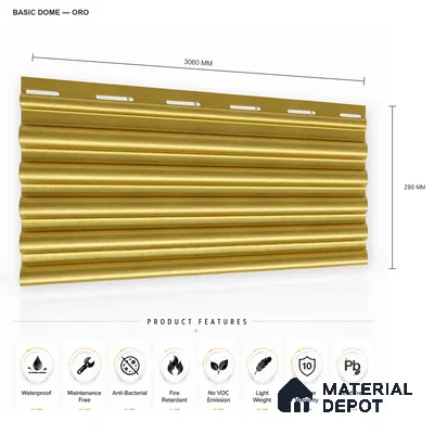 Oro 10 ft x 0.7 ft (3060x215 mm) Dome Design Interior & Exterior Wall & Ceiling Panel - 20 mm | Suitable for Balcony, Facade & Open Area | Width is Subjected to 5% Variation