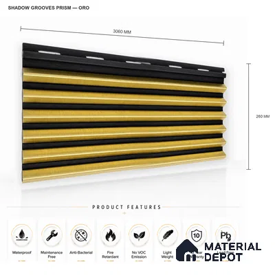 Oro 10 ft x 0.85 ft (3060x260 mm) Prism Dual Tone Design Interior & Exterior Wall & Ceiling Panel - 21 mm | Suitable for Balcony, Facade & Open Area | Width is Subjected to 5% Variation