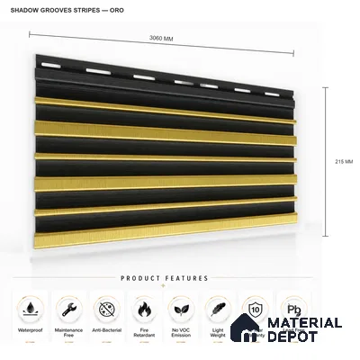 Oro 10 ft x 0.89 ft (3060x270 mm) Stripes Dual Tone Design Interior & Exterior Wall & Ceiling Panel - 20 mm | Suitable for Balcony, Facade & Open Area | Width is Subjected to 5% Variation