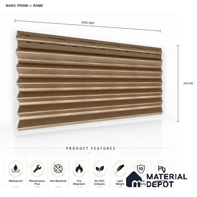 Rame 10 ft x 0.85 ft (3060x260 mm) Prism Design Interior & Exterior Wall & Ceiling Panel - 21 mm | Suitable for Balcony, Facade & Open Area | Width is Subjected to 5% Variation