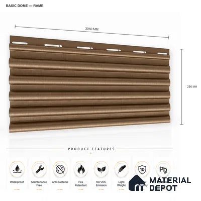Rame 10 ft x 0.7 ft (3060x215 mm) Dome Design Interior & Exterior Wall & Ceiling Panel - 20 mm | Suitable for Balcony, Facade & Open Area | Width is Subjected to 5% Variation