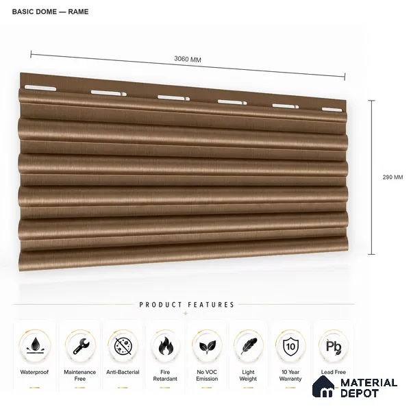 Rame 10 ft x 0.7 ft (3060x215 mm) Dome Design Interior & Exterior Wall & Ceiling Panel - 20 mm | Suitable for Balcony, Facade & Open Area | Width is Subjected to 5% Variation