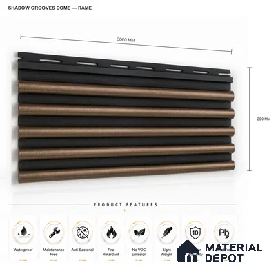 Rame 10 ft x 0.7 ft (3060x215 mm) Dome Dual Black Design Interior & Exterior Wall & Ceiling Panel - 20 mm | Suitable for Balcony, Facade & Open Area | Width is Subjected to 5% Variation