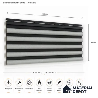 Argento 10 ft x 0.7 ft (3060x215 mm) Dome Dual Black Design Interior & Exterior Wall & Ceiling Panel - 20 mm | Suitable for Balcony, Facade & Open Area | Width is Subjected to 5% Variation