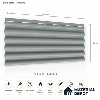 Argento 10 ft x 0.7 ft (3060x215 mm) Dome Design Interior & Exterior Wall & Ceiling Panel - 20 mm | Suitable for Balcony, Facade & Open Area | Width is Subjected to 5% Variation