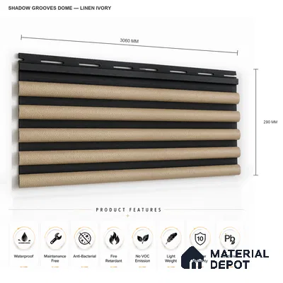 Linen Ivory 10 ft x 0.7 ft (3060x215 mm) Dome Dual Black Design Interior & Exterior Wall & Ceiling Panel - 20 mm | Suitable for Balcony, Facade & Open Area | Width is Subjected to 5% Variation