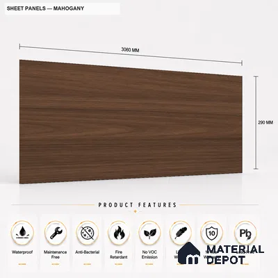Mahogany 10 ft x 1.3 ft (3060x400 mm) Sheet Design Interior & Exterior Wall & Ceiling Panel - 1.1 mm | Suitable for Balcony, Facade & Open Area | Width is Subjected to 5% Variation