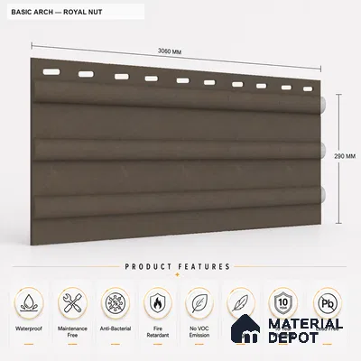 Royal Nut 10 ft x 0.6 ft (3060x180 mm) Arch Design Interior & Exterior Wall & Ceiling Panel - 17 mm | Suitable for Balcony, Facade & Open Area | Width is Subjected to 5% Variation