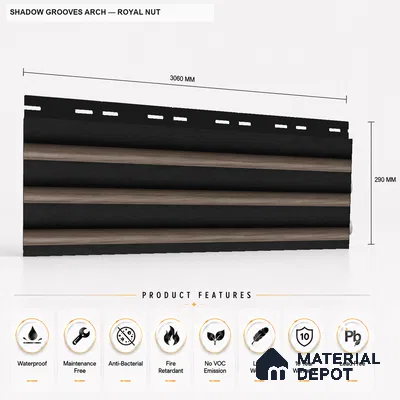 Royal Nut 10 ft x 0.6 ft (3060x180 mm) Dual Tone Arch Design Interior & Exterior Wall & Ceiling Panel - 17 mm | Suitable for Balcony, Facade & Open Area | Width is Subjected to 5% Variation