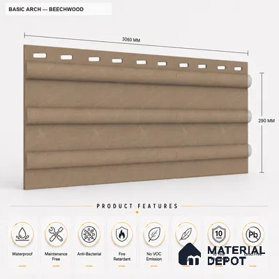 Beech Wood 10 ft x 0.6 ft (3060x180 mm) Arch Design Interior & Exterior Wall & Ceiling Panel - 17 mm | Suitable for Balcony, Facade & Open Area | Width is Subjected to 5% Variation