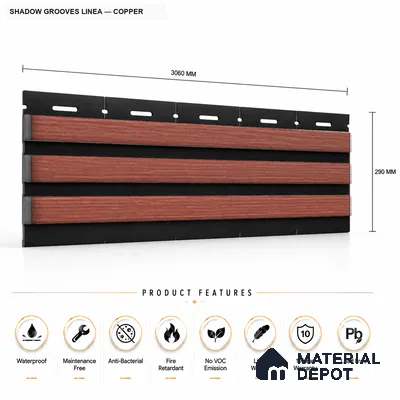 Copper 10 ft x 0.5 ft (3060x150 mm) Dual Tone Linea Design Interior & Exterior Wall & Ceiling Panel - 15 mm | Suitable for Balcony, Facade & Open Area | Width is Subjected to 5% Variation