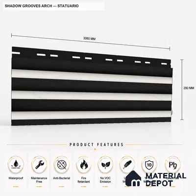 Statuario 10 ft x 0.6 ft (3060x180 mm) Dual Tone Arch Design Interior & Exterior Wall & Ceiling Panel - 17 mm | Suitable for Balcony, Facade & Open Area | Width is Subjected to 5% Variation