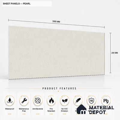 Pearl 10 ft x 1.3 ft (3060x400 mm) Sheet Design Interior & Exterior Wall & Ceiling Panel - 1.1 mm | Suitable for Balcony, Facade & Open Area | Width is Subjected to 5% Variation