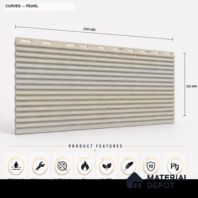 Pearl 10 ft x 0.68 ft (3060x208 mm) Curve Design Interior & Exterior Wall & Ceiling Panel - 10 mm | Suitable for Balcony, Facade & Open Area | Width is Subjected to 5% Variation